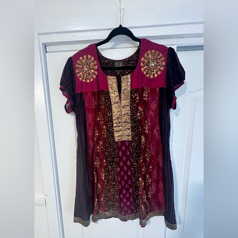 Hand-beaded and embroidered Traditional India Kurt Top